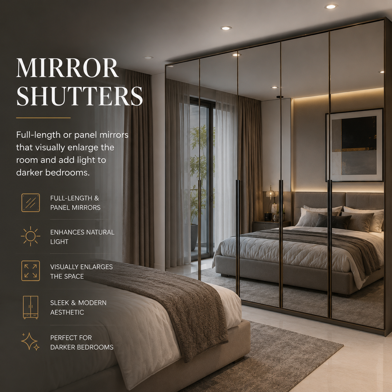 Mirror wardrobe shutter