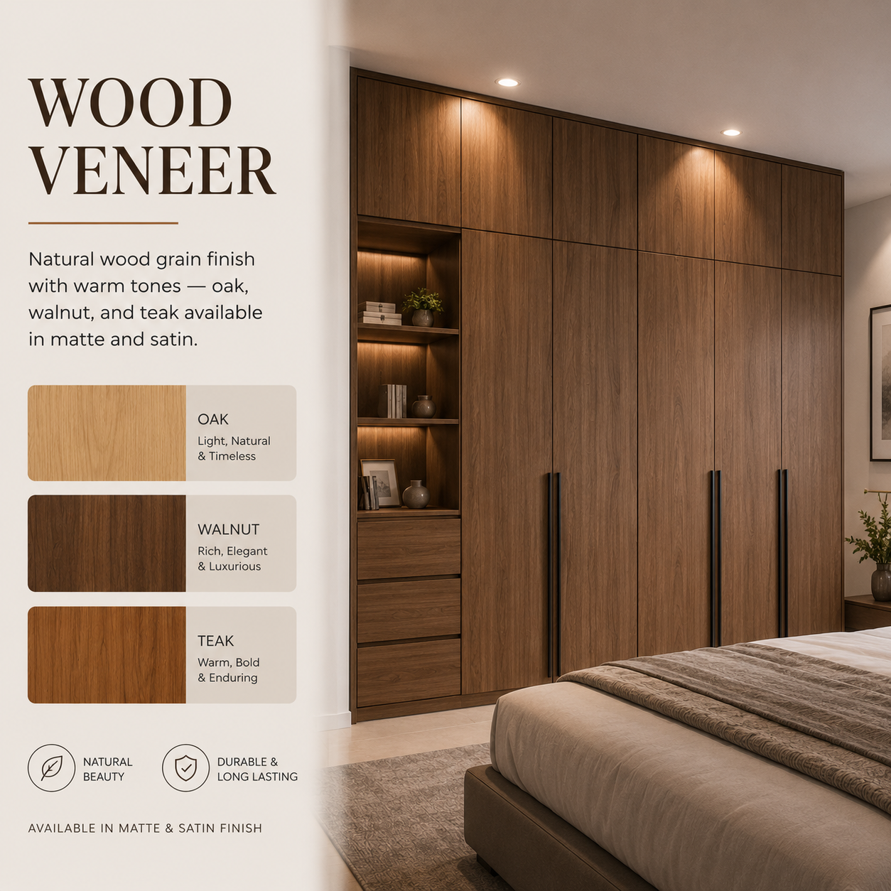 Wood veneer wardrobe